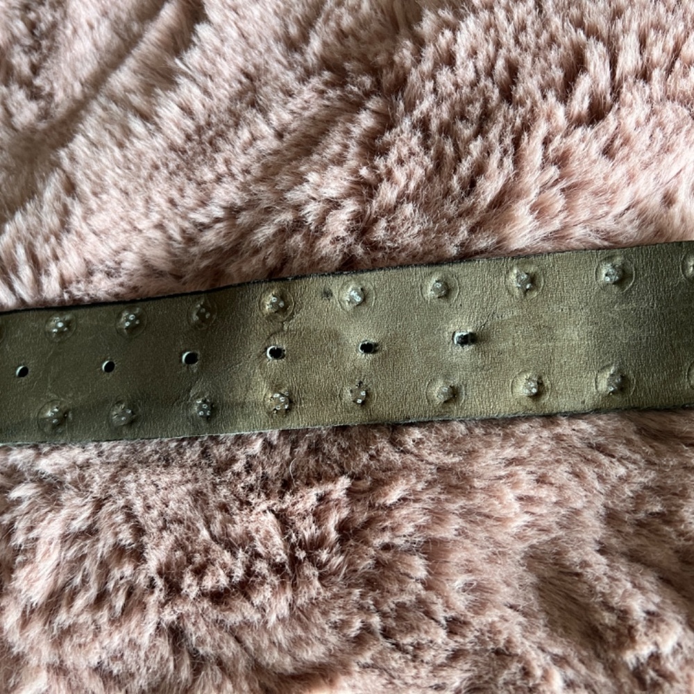 VINTAGE 80s Sage/Olive Suede Gold Tone Bling Studded Fashion Belt - unique! - Picture 8 of 14